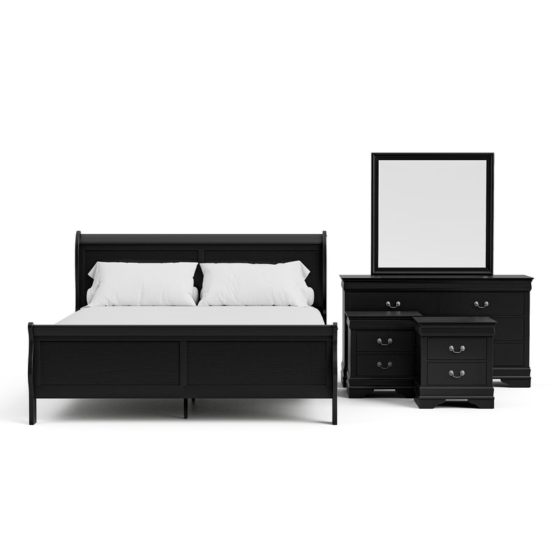 Devi Traditional Solid Wood 5-Piece Sleigh Bedroom Set