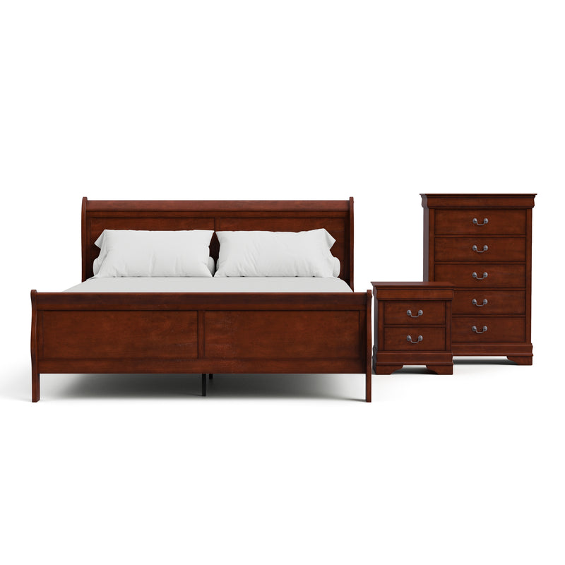 Devi Traditional Solid Wood 3-Piece Bedroom Set