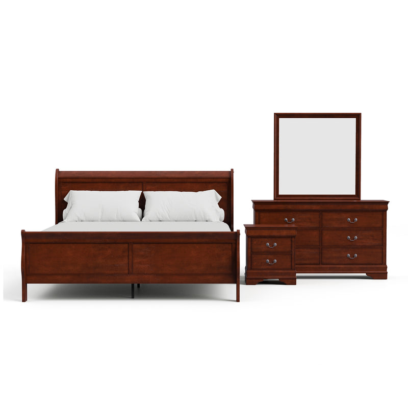 Devi Traditional Solid Wood 4-Piece Bedroom Set