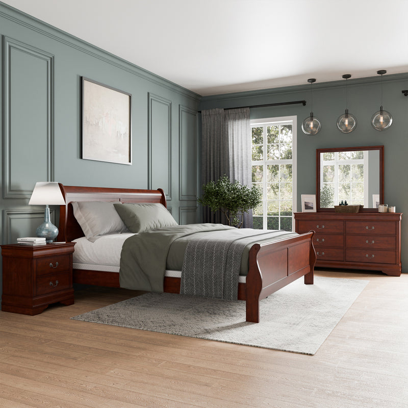 Devi Traditional Solid Wood 4-Piece Bedroom Set