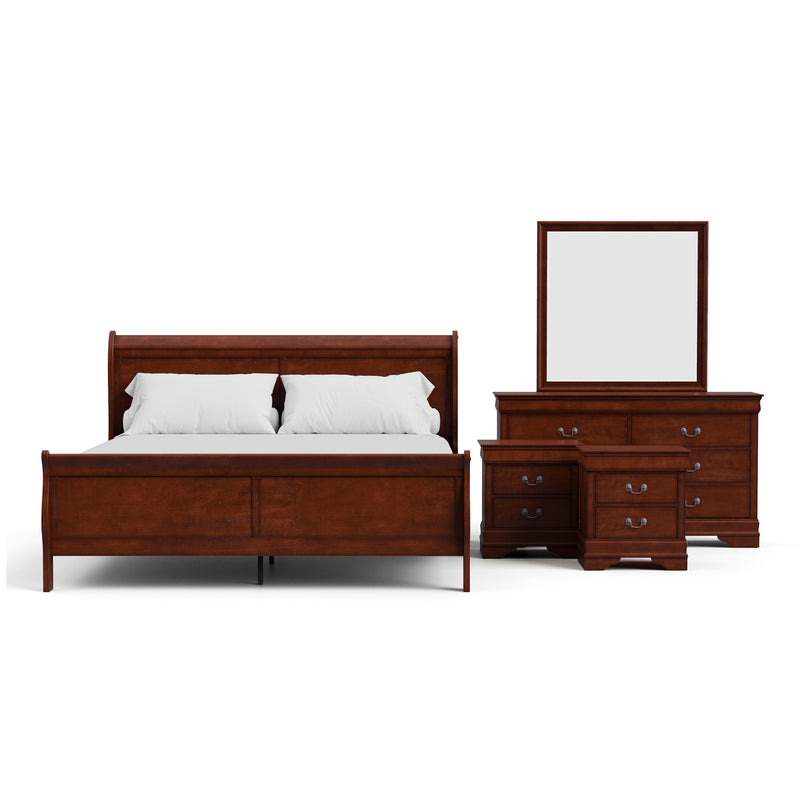 Devi Traditional Solid Wood 5-Piece Sleigh Bedroom Set