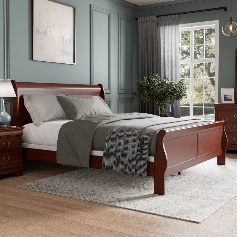 Devi Traditional Solid Wood Sleigh Bed
