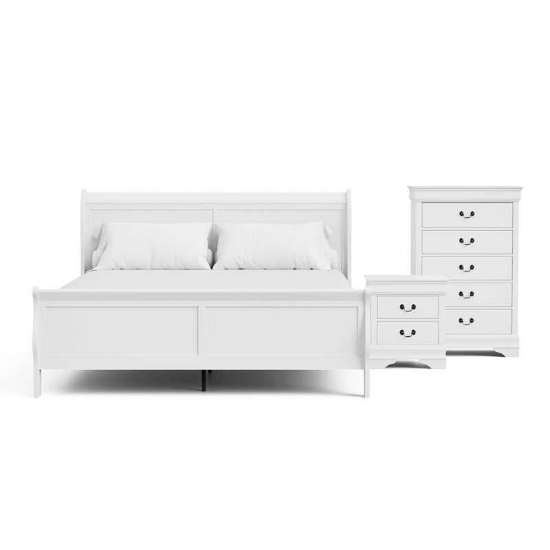 Devi Traditional Solid Wood 3-Piece Bedroom Set