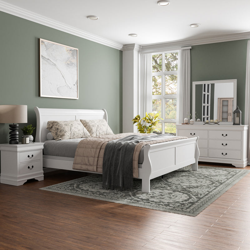 Devi Traditional Solid Wood 4-Piece Bedroom Set