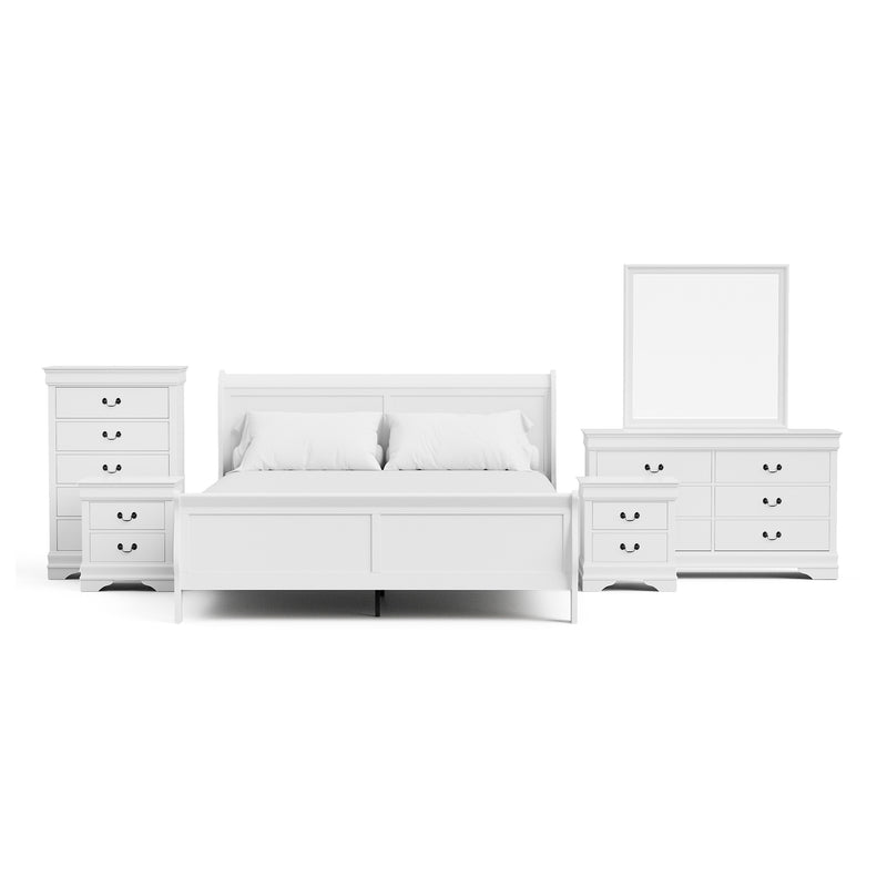 Devi Traditional Solid Wood 6-Piece Sleigh Bedroom Set