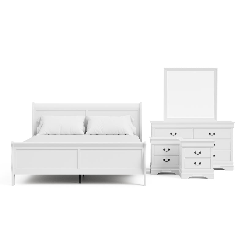 Devi Traditional Solid Wood 5-Piece Sleigh Bedroom Set