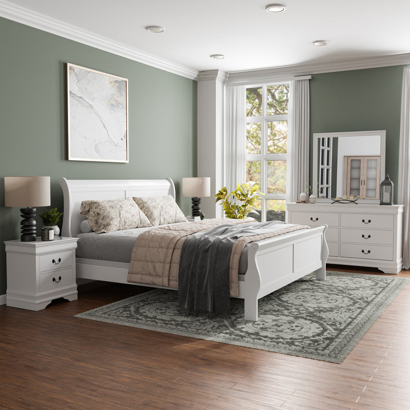 Devi Traditional Solid Wood 5-Piece Sleigh Bedroom Set