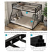 Informational image of the sturdy metal construction of a contemporary black metal twin-over-full bunk bed