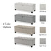 Informational image of the color options of a modern grey upholstered storage bench with a lift top