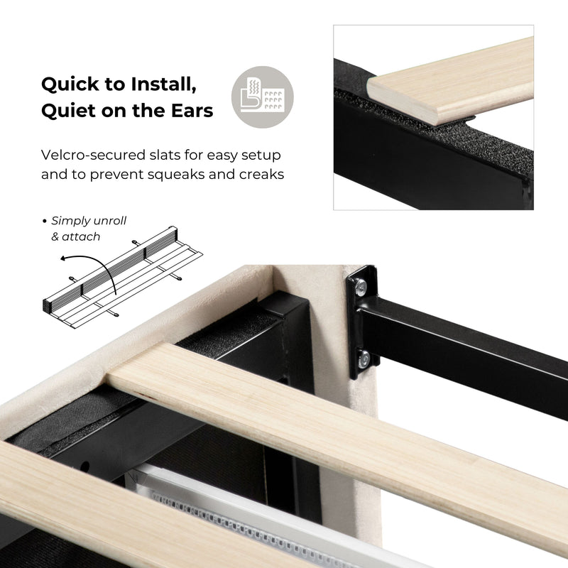 Zarvo Modern Upholstered Platform Bed with Storage Drawers