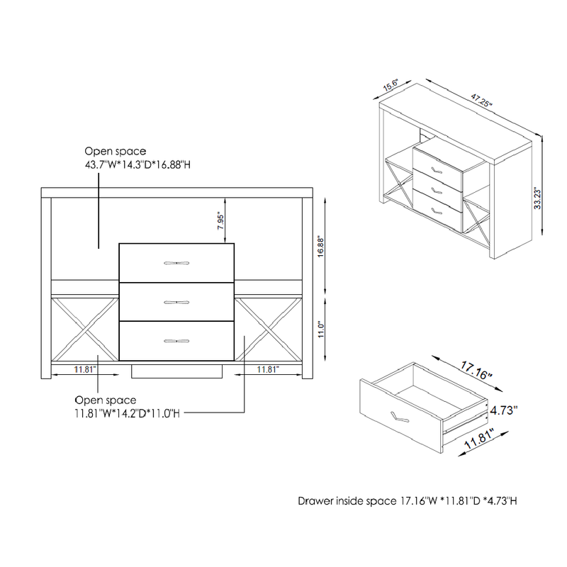 Jessen Industrial Concrete-Like Multi-Storage Buffet