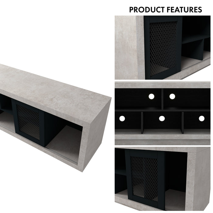 Belgrave Cement-Like & Wire Mesh Multi-Storage 71-inch TV Console