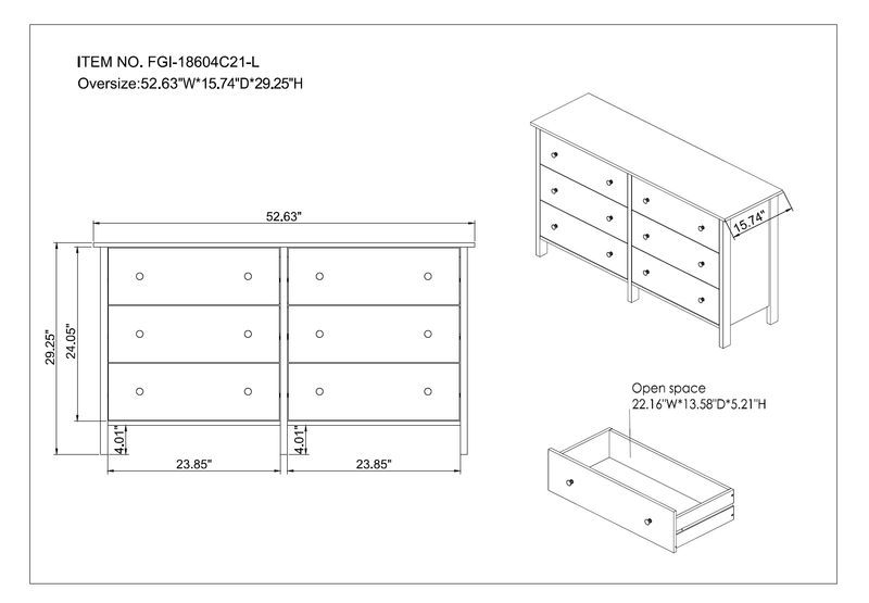 Mahoney Transitional 6-drawer Double Dresser (53-inch)