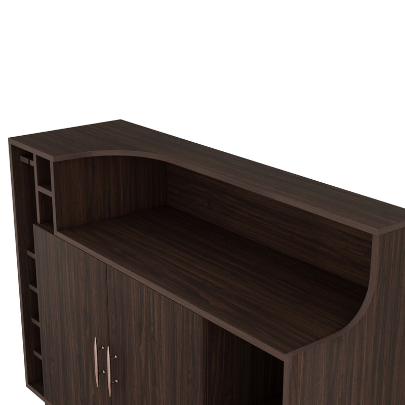 Clawson Mid-Century Modern 6-slot Wine Bar Cabinet with Stemware Rack