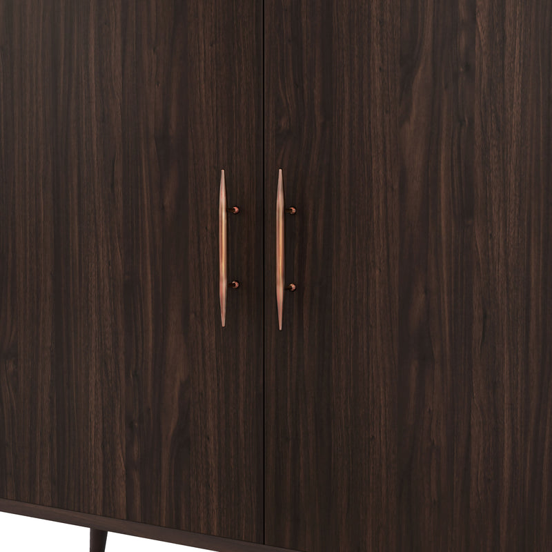 Clawson Mid-Century Modern 6-slot Wine Bar Cabinet with Stemware Rack