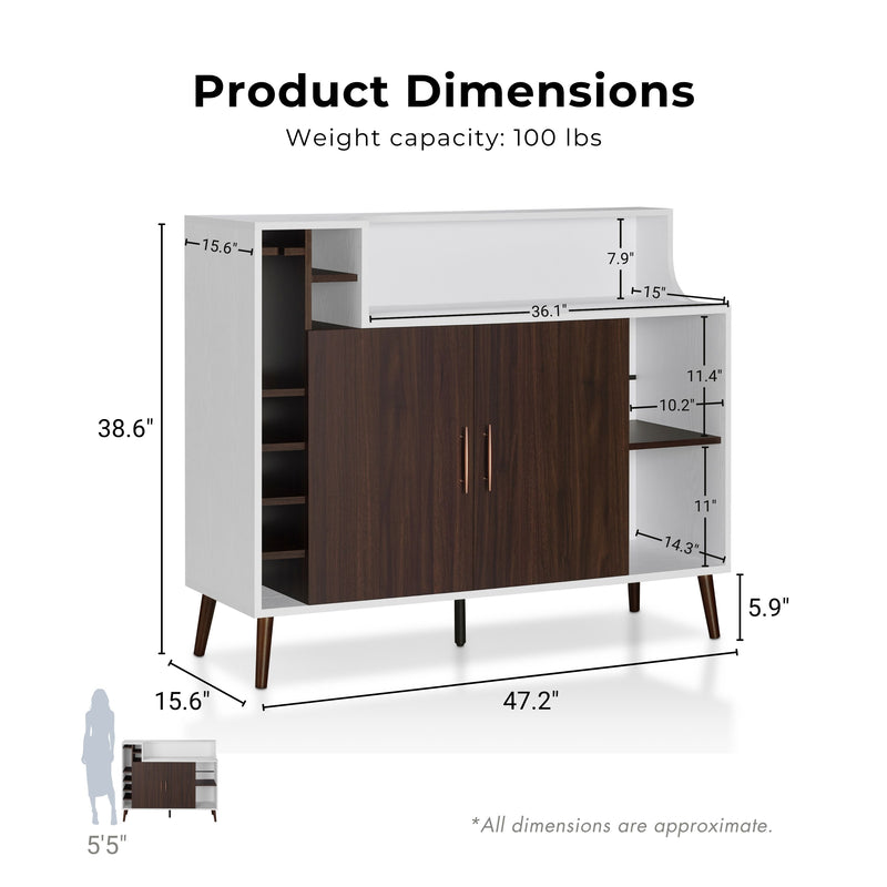 Clawson Mid-Century Modern 6-slot Wine Bar Cabinet with Stemware Rack