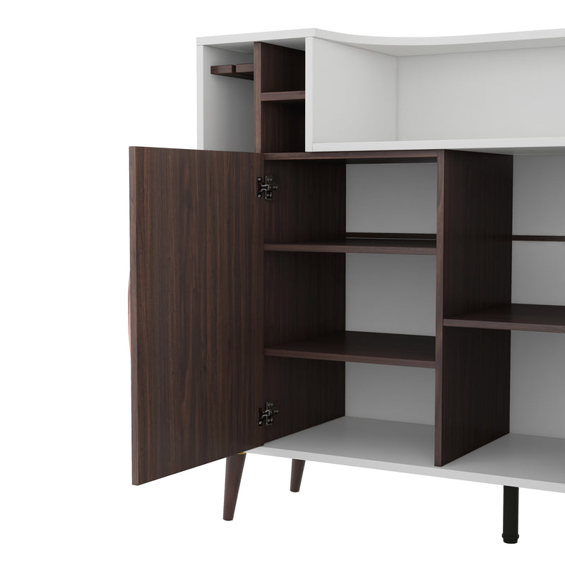 Clawson Mid-Century Modern 6-slot Wine Bar Cabinet with Stemware Rack