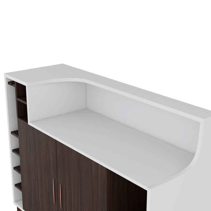 Clawson Mid-Century Modern 6-slot Wine Bar Cabinet with Stemware Rack