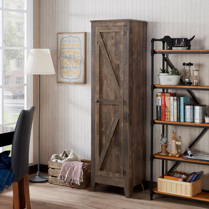 Pearce Rustic Reclaimed Oak Cabinet and LED Pipe Framed Mirror Set