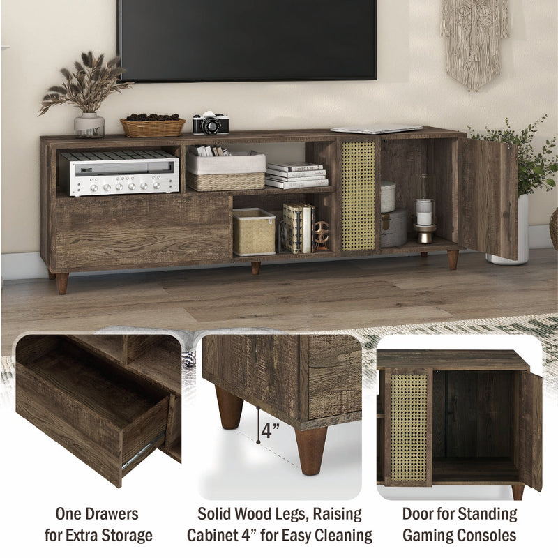 Tetzger Bohemian 70" Reclaimed Oak Multi-Storage TV Stand