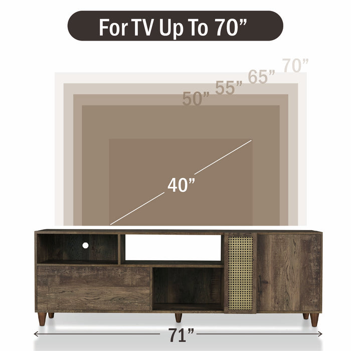 Tetzger Bohemian 70" Reclaimed Oak Multi-Storage TV Stand