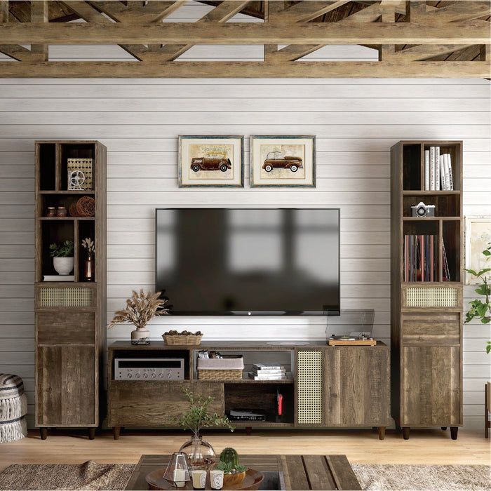Tetzger Bohemian 70" Reclaimed Oak Multi-Storage TV Stand