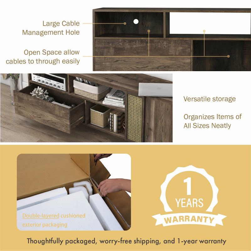 Tetzger Bohemian 70" Reclaimed Oak Multi-Storage TV Stand