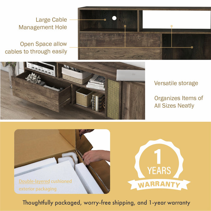 Tetzger Bohemian 70" Reclaimed Oak Multi-Storage TV Stand