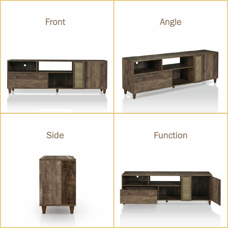 Tetzger Bohemian 70" Reclaimed Oak Multi-Storage TV Stand