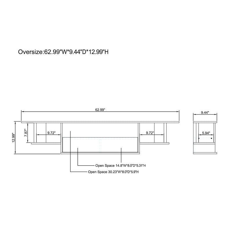 Casee Modern White 63-inch Floating TV Console
