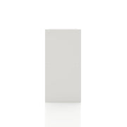 Front facing side view of a durable modern two-shelf white storage bookcase on a white background