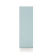 Front facing side view of a durable modern two-door light blue storage cabinet with silver handles on a white background