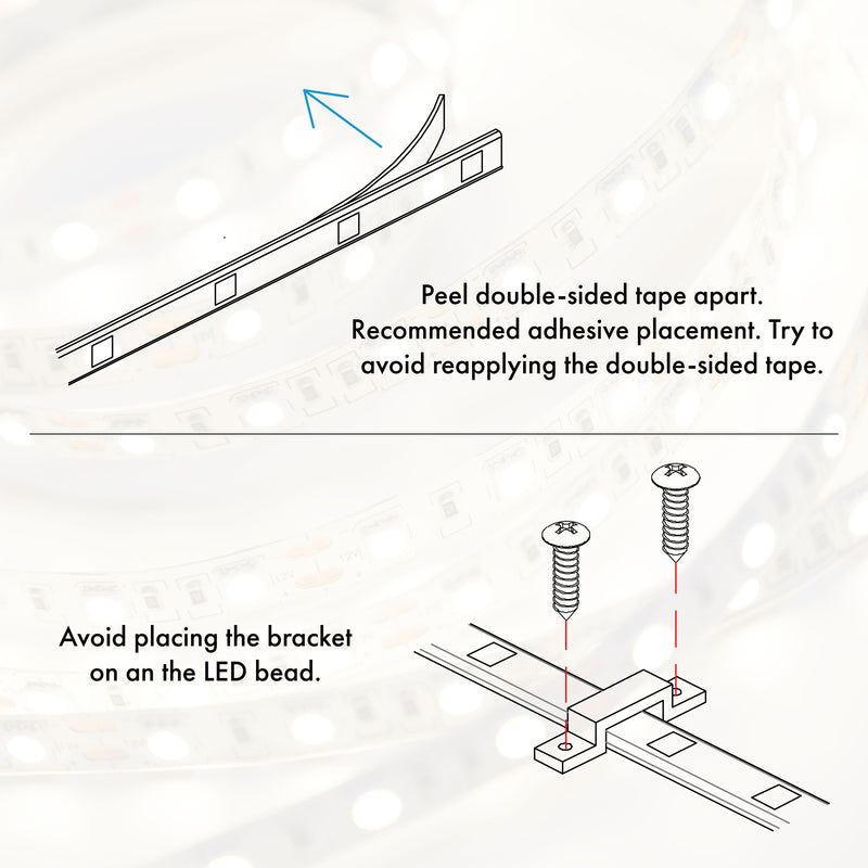 Informational image with the LED lighting installation on a contemporary white storage coffee table with shelves and a lift top