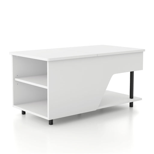 Julieta Modern 39-inch Lift-Top Coffee Table with 16 Colors LED Light and Hidden Storage
