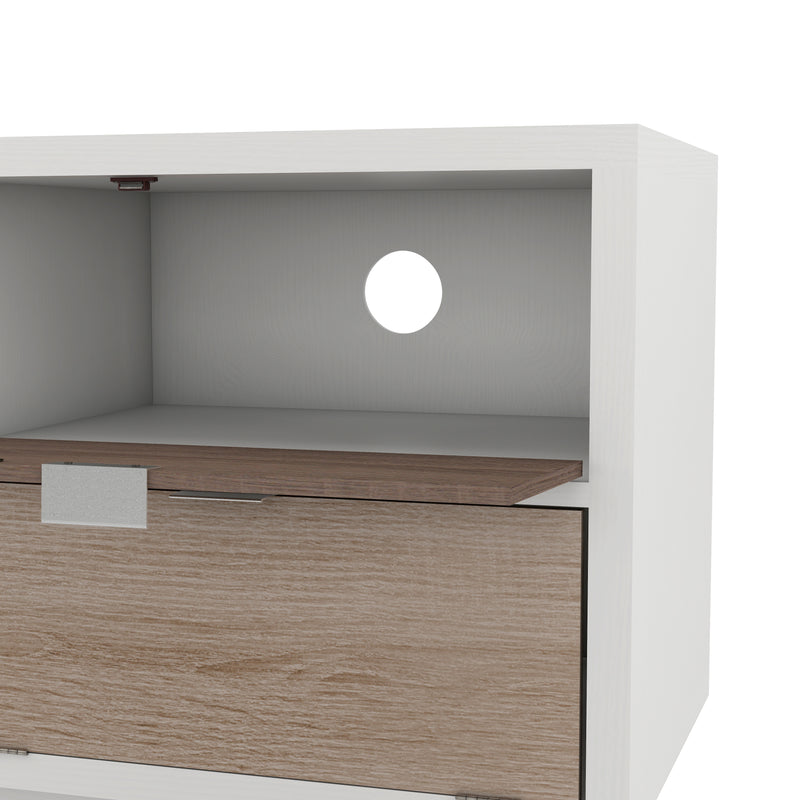 Kareene 4-Drawer Multi Storage Beige and White 70-inch TV Stand