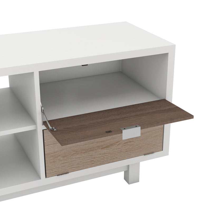 Kareene 4-Drawer Multi Storage Beige and White 70-inch TV Stand