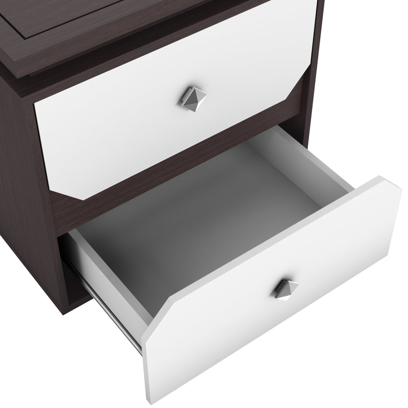 Terrance Contemporary Walnut/White End Table