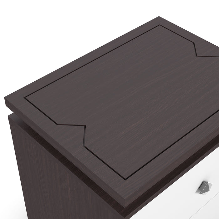 Terrance Contemporary Walnut/White End Table