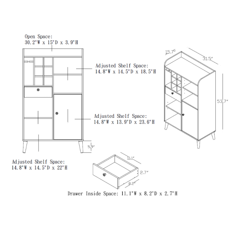 Coughman Distressed Walnut 6-Bottle Wine Slot & Stemware Cabinet