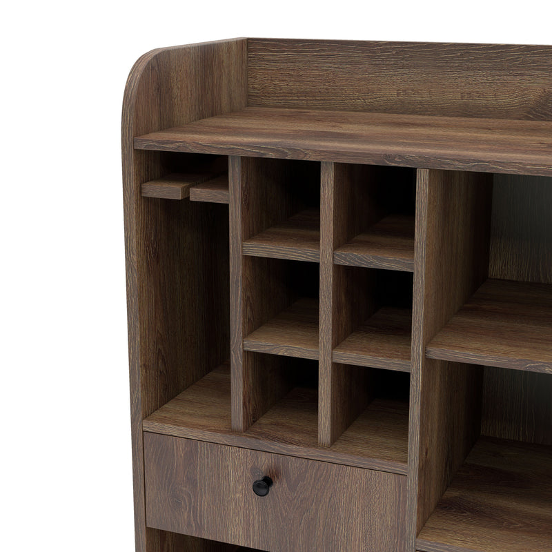 Coughman Distressed Walnut 6-Bottle Wine Slot & Stemware Cabinet