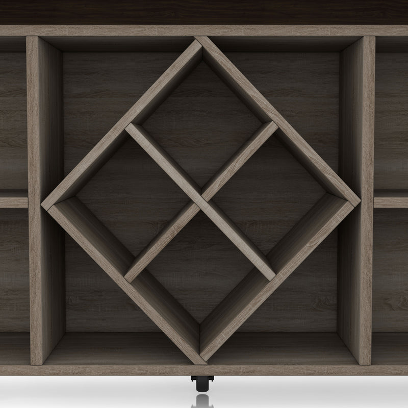 Minshew Chestnut Brown Multi-Functional Mobile Wine Rack & Server