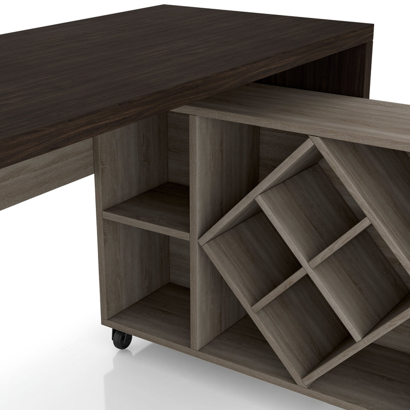 Minshew Chestnut Brown Multi-Functional Mobile Wine Rack & Server