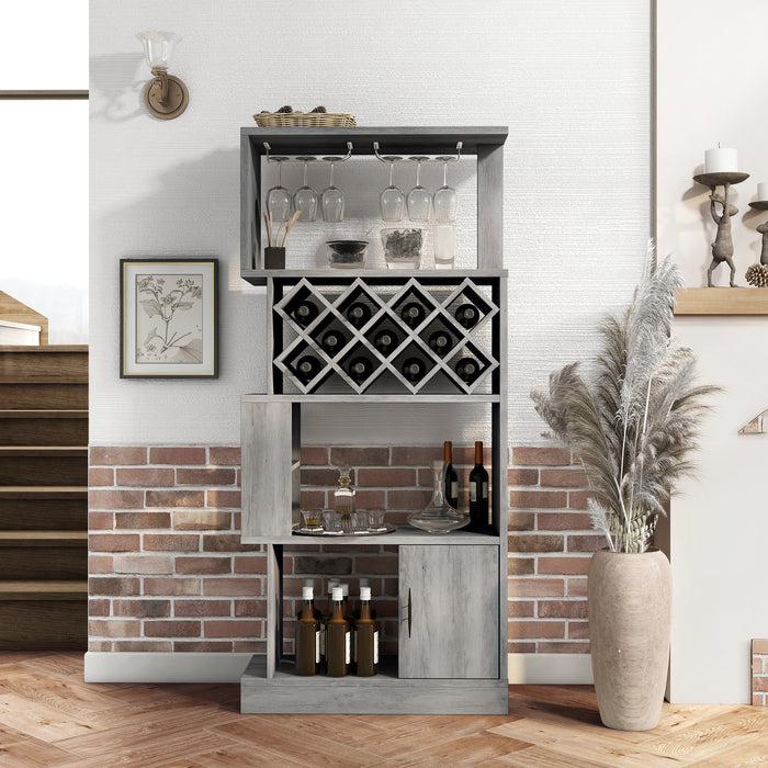 Billy Vintage Grey Oak 11-bottle Wine Bar 2-Piece Set