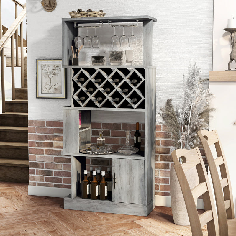 Billy Vintage Grey Oak 11-bottle Wine Bar 2-Piece Set