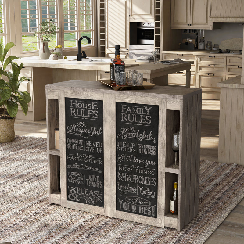 Forester Farmhouse Home Bar with Chalkboard Menu Signs