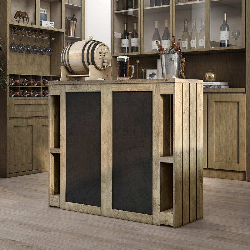 Forester Farmhouse Home Bar with Chalkboard Menu Signs