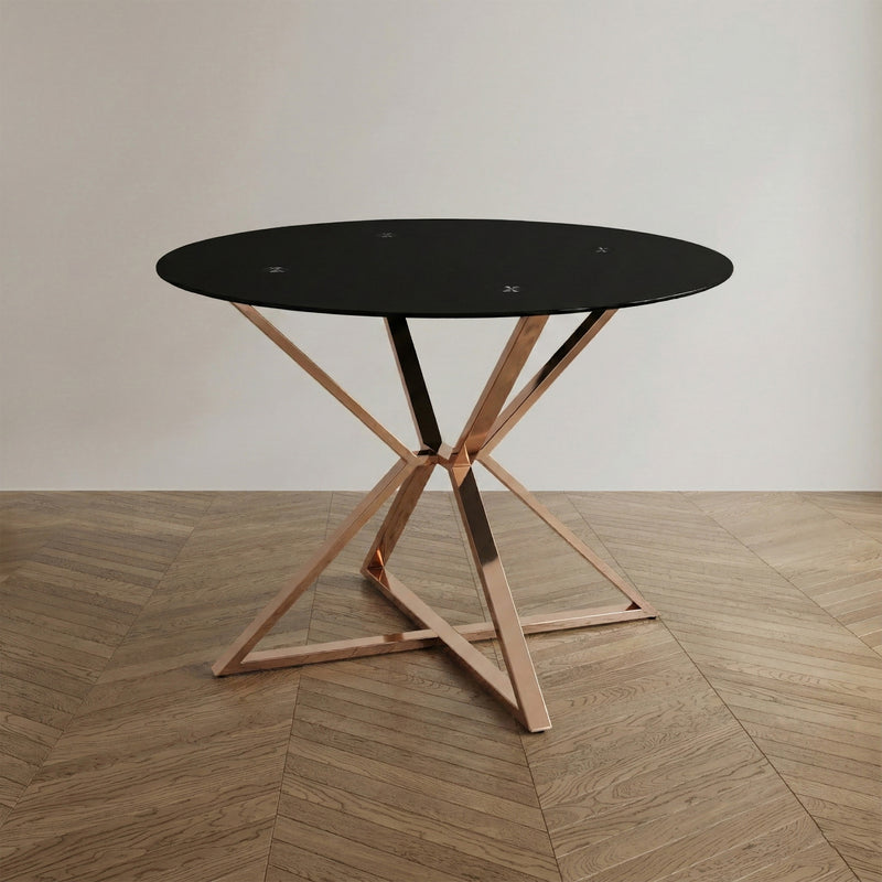 Hempell Glam 41" Glass Top Round Dining Table