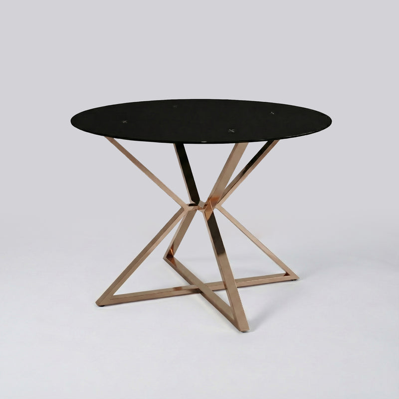 Hempell Glam 41" Glass Top Round Dining Table