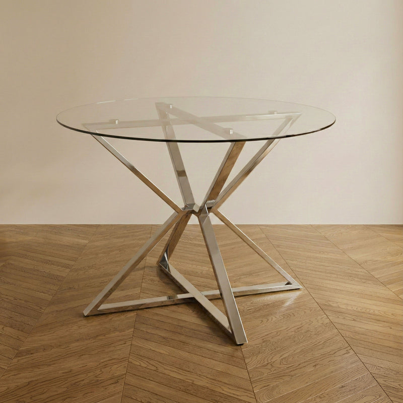 Hempell Glam 41" Glass Top Round Dining Table