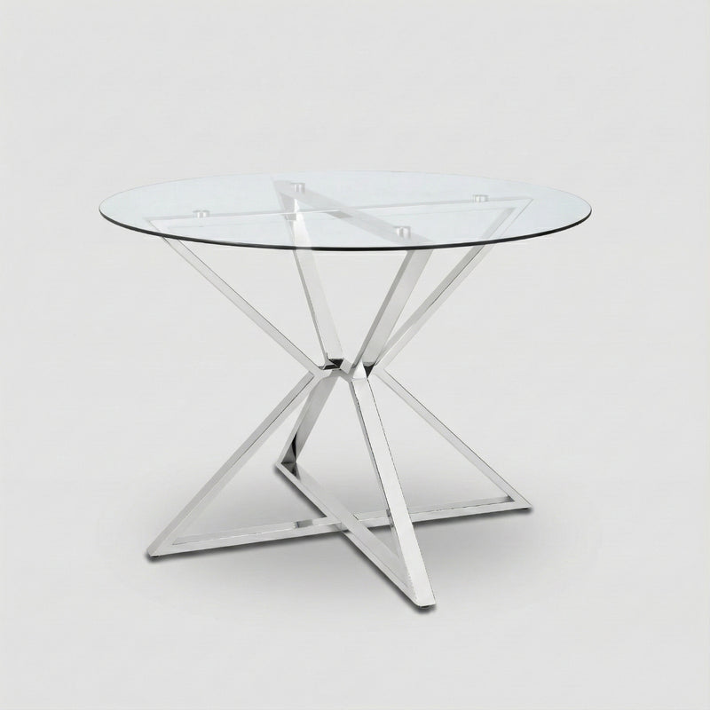 Hempell Glam 41" Glass Top Round Dining Table